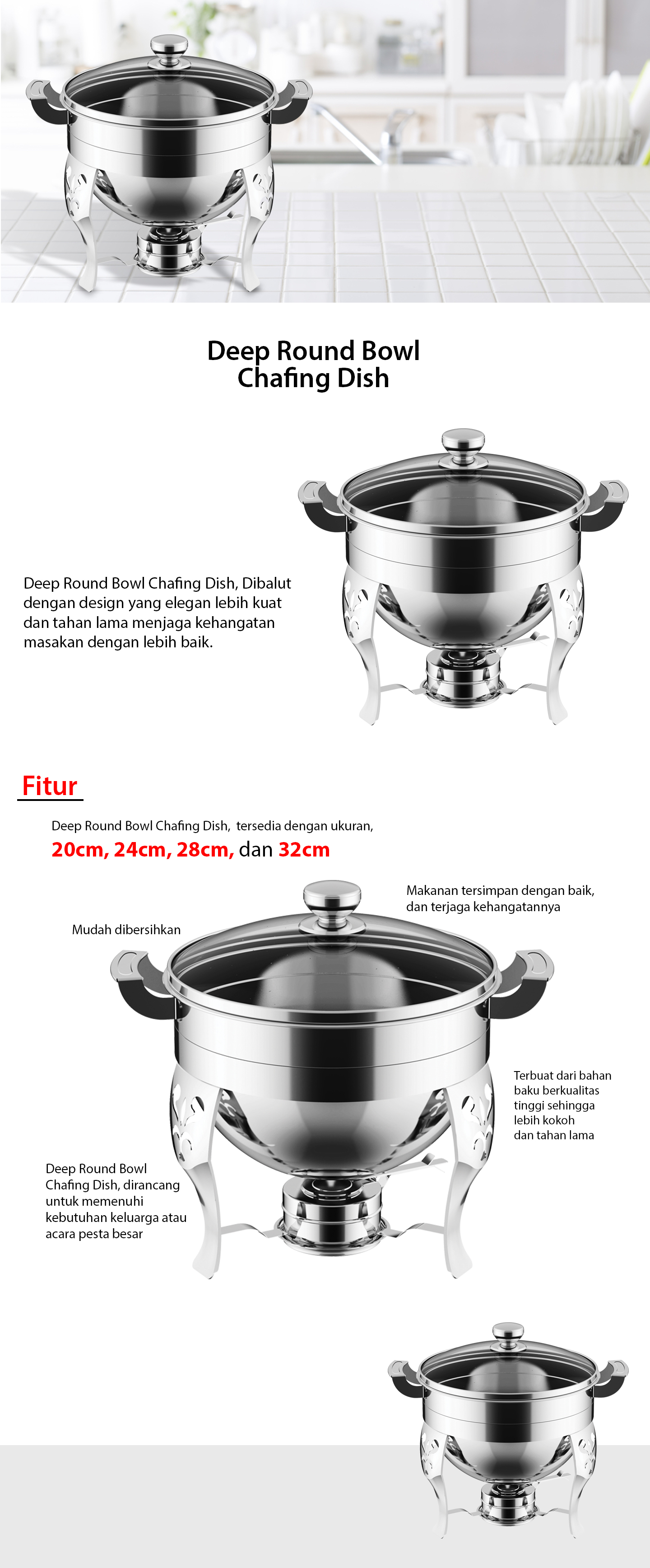 Deep Round Bowl Chafing Dish